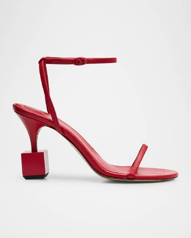 Les Sandales Cube-Heel Leather Sandals